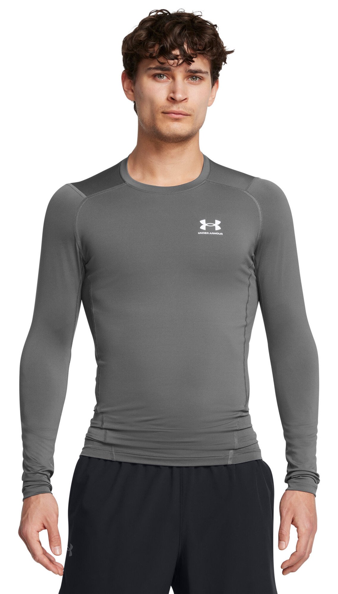 Under Armour HeatGear camiseta de compresión de manga larga de hombre, castlerock/blanco