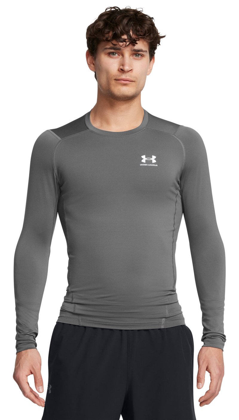 Under Armour HeatGear camiseta de compresión de manga larga de hombre, castlerock/blanco