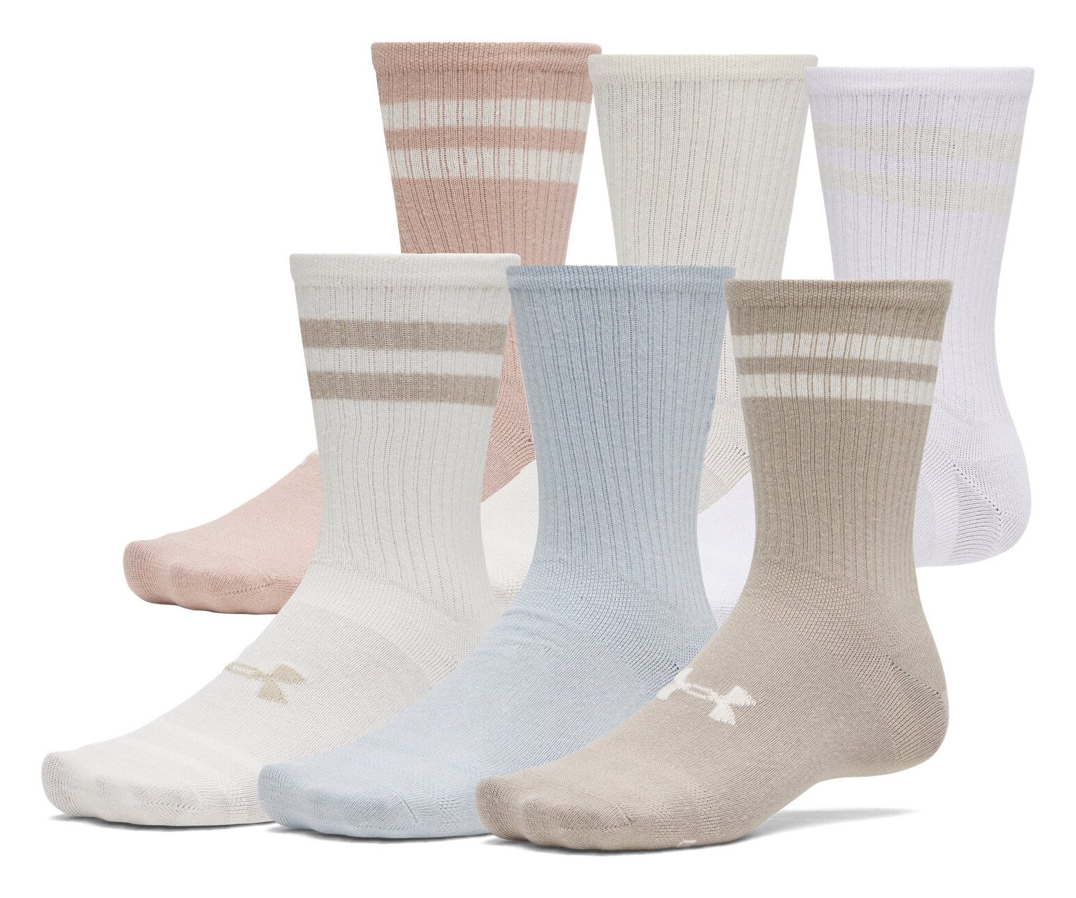 Under Armour Essential Crew unisex calcetines (6 pack), timberwolf taupe/blanco/stone
