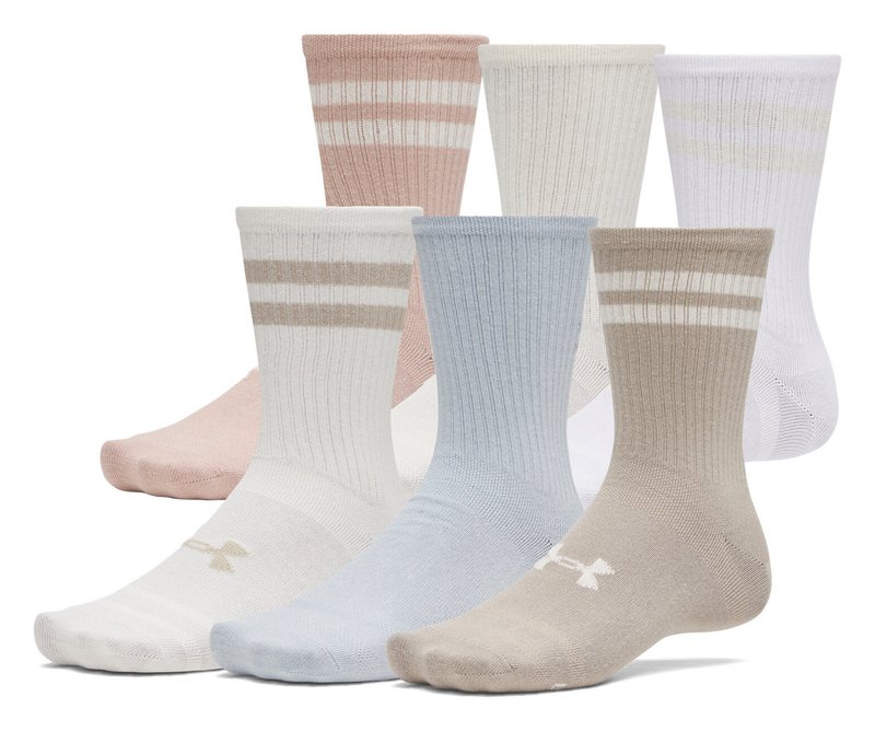 Under Armour Essential Crew unisex calcetines (6 pack), timberwolf taupe/blanco/stone