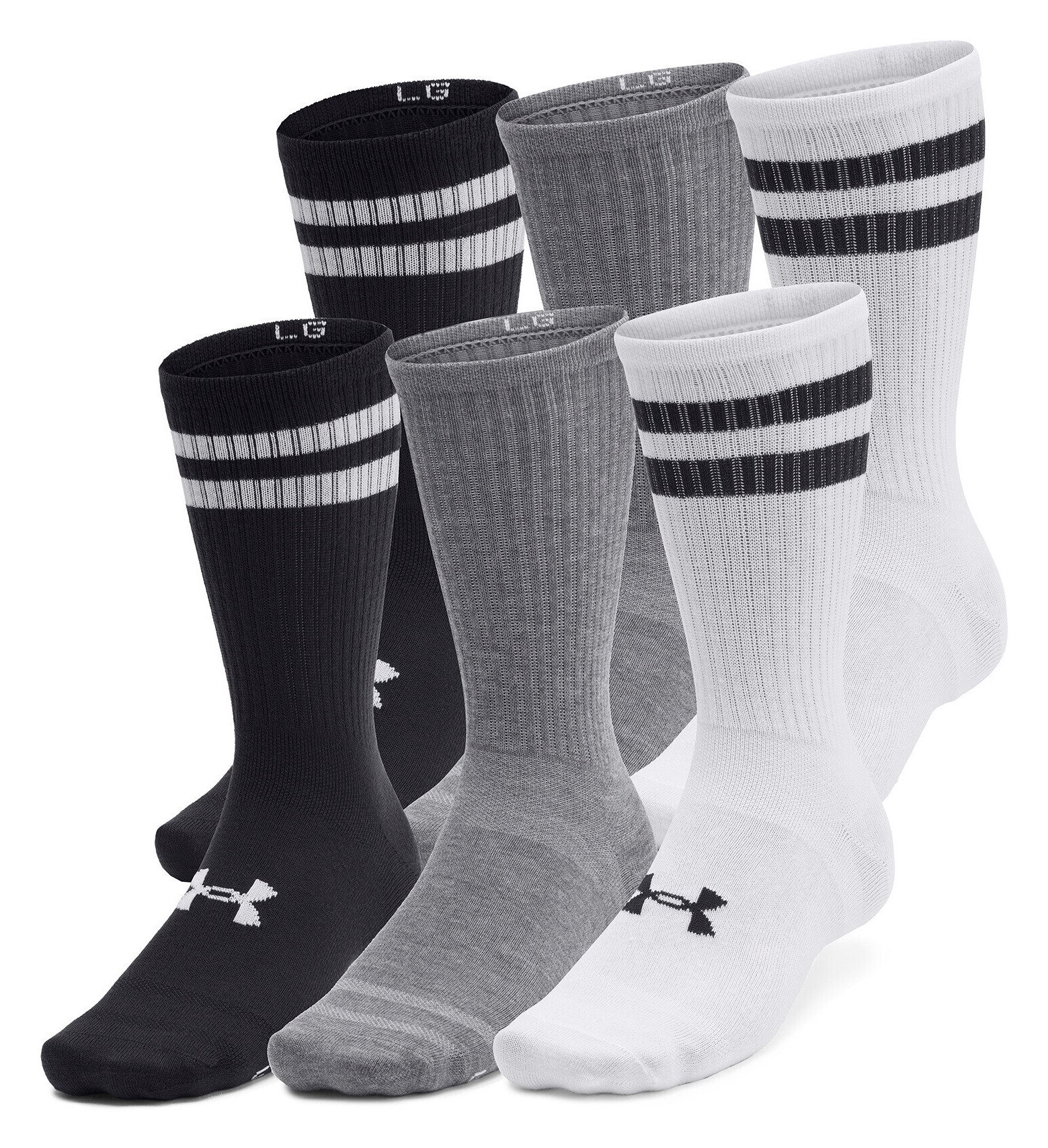 Under Armour Essential Crew unisex calcetines (6 pack), blanco/negro