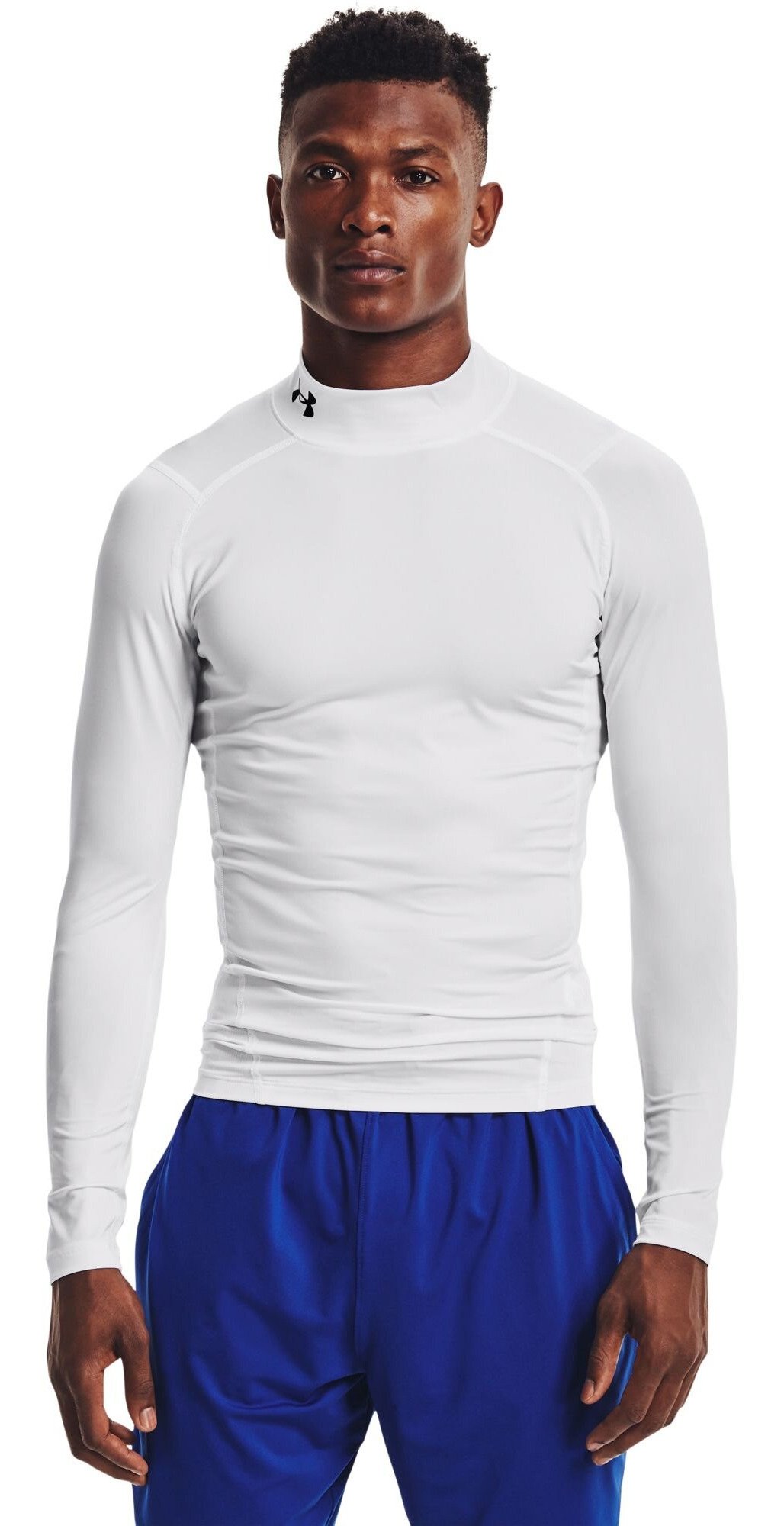 Under Armour HeatGear Comp Mock camiseta de compresión de manga larga de hombre, blanco/negro