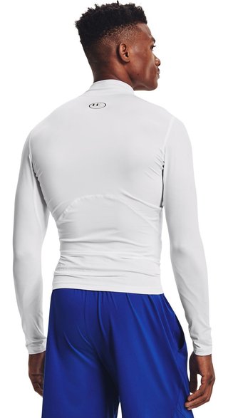 Under Armour HeatGear Comp Mock camiseta de compresión de manga larga de hombre, blanco/negro