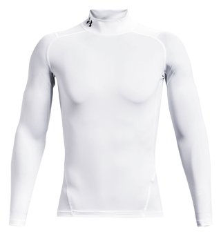 Under Armour HeatGear Comp Mock camiseta de compresión de manga larga de hombre, blanco/negro