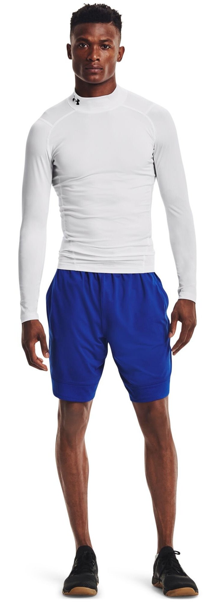 Under Armour HeatGear Comp Mock camiseta de compresión de manga larga de hombre, blanco/negro