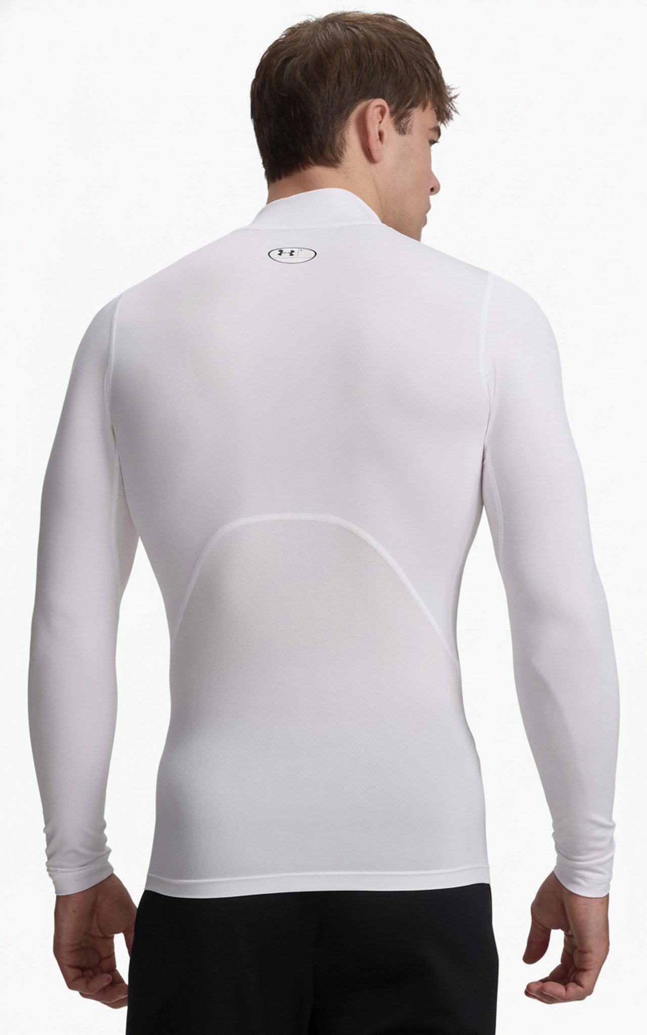 Under Armour HeatGear Comp Mock camiseta de compresión de manga larga de hombre, blanco/negro