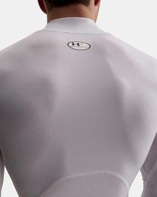 Under Armour HeatGear Comp Mock camiseta de compresión de manga larga de hombre, blanco/negro