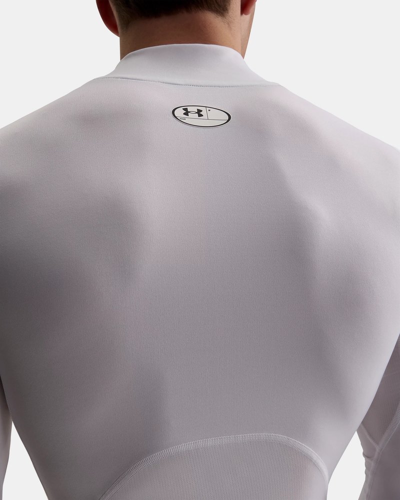Under Armour HeatGear Comp Mock camiseta de compresión de manga larga de hombre, blanco/negro