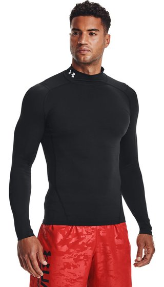 Under Armour HeatGear Comp Mock camiseta de compresión de manga larga de hombre, negro/blanco
