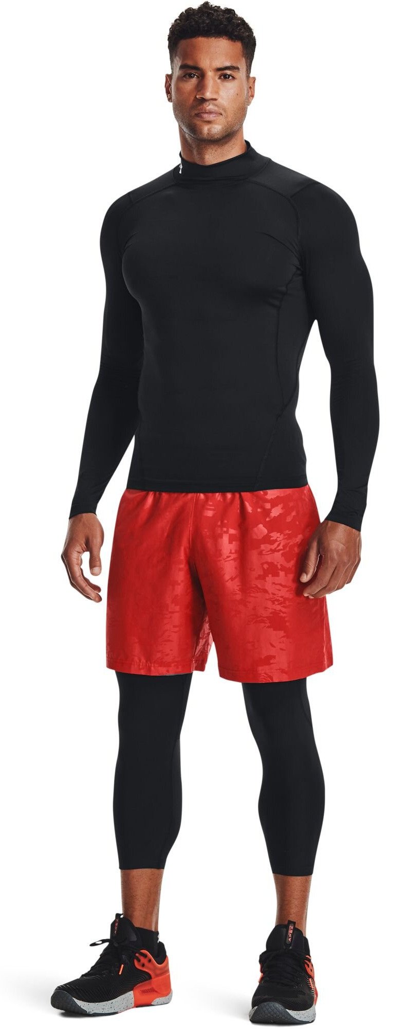 Under Armour HeatGear Comp Mock camiseta de compresión de manga larga de hombre, negro/blanco
