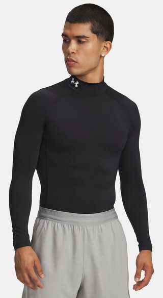 Under Armour HeatGear Comp Mock camiseta de compresión de manga larga de hombre, negro/blanco