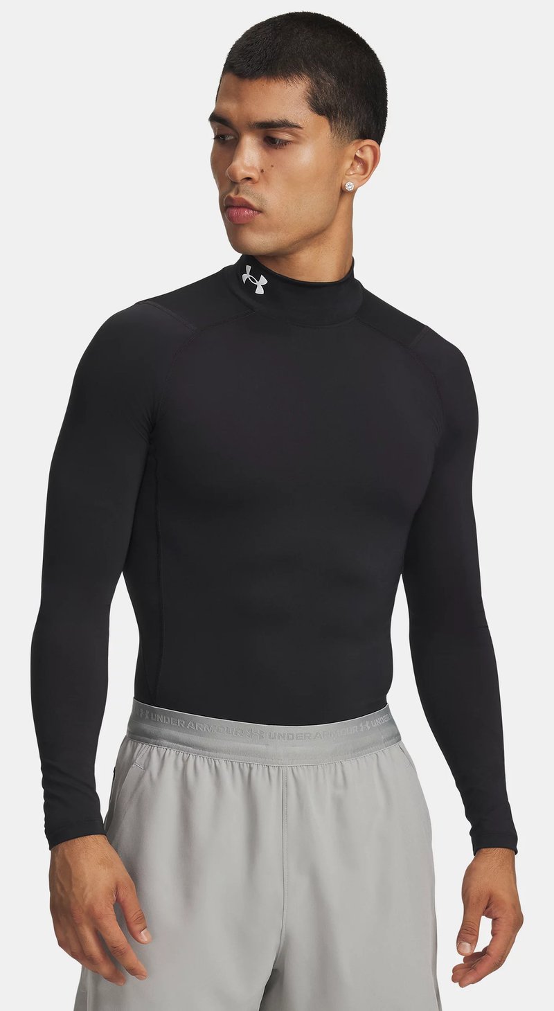 Under Armour HeatGear Comp Mock camiseta de compresión de manga larga de hombre, negro/blanco