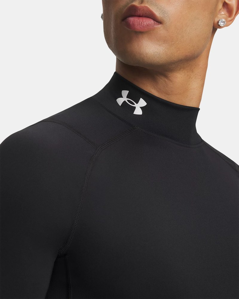Under Armour HeatGear Comp Mock camiseta de compresión de manga larga de hombre, negro/blanco