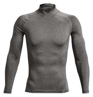 Under Armour HeatGear Comp Mock camiseta de compresión de manga larga de hombre, carbon heather/negro