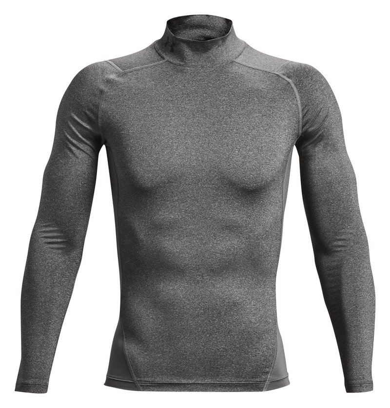 Under Armour HeatGear Comp Mock camiseta de compresión de manga larga de hombre, carbon heather/negro