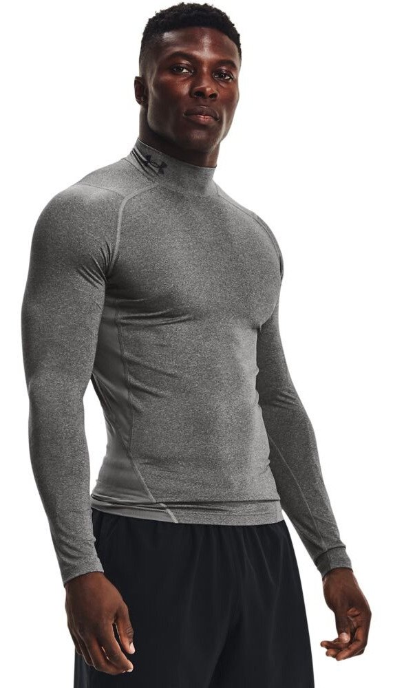 Under Armour HeatGear Comp Mock camiseta de compresión de manga larga de hombre, carbon heather/negro