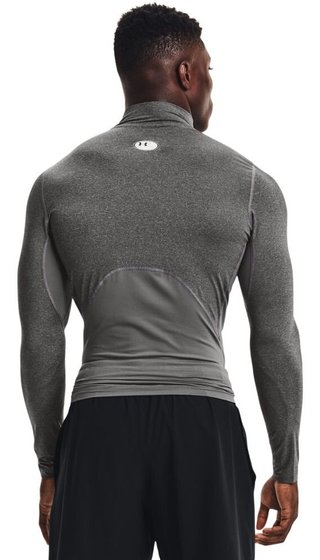 Under Armour HeatGear Comp Mock camiseta de compresión de manga larga de hombre, carbon heather/negro