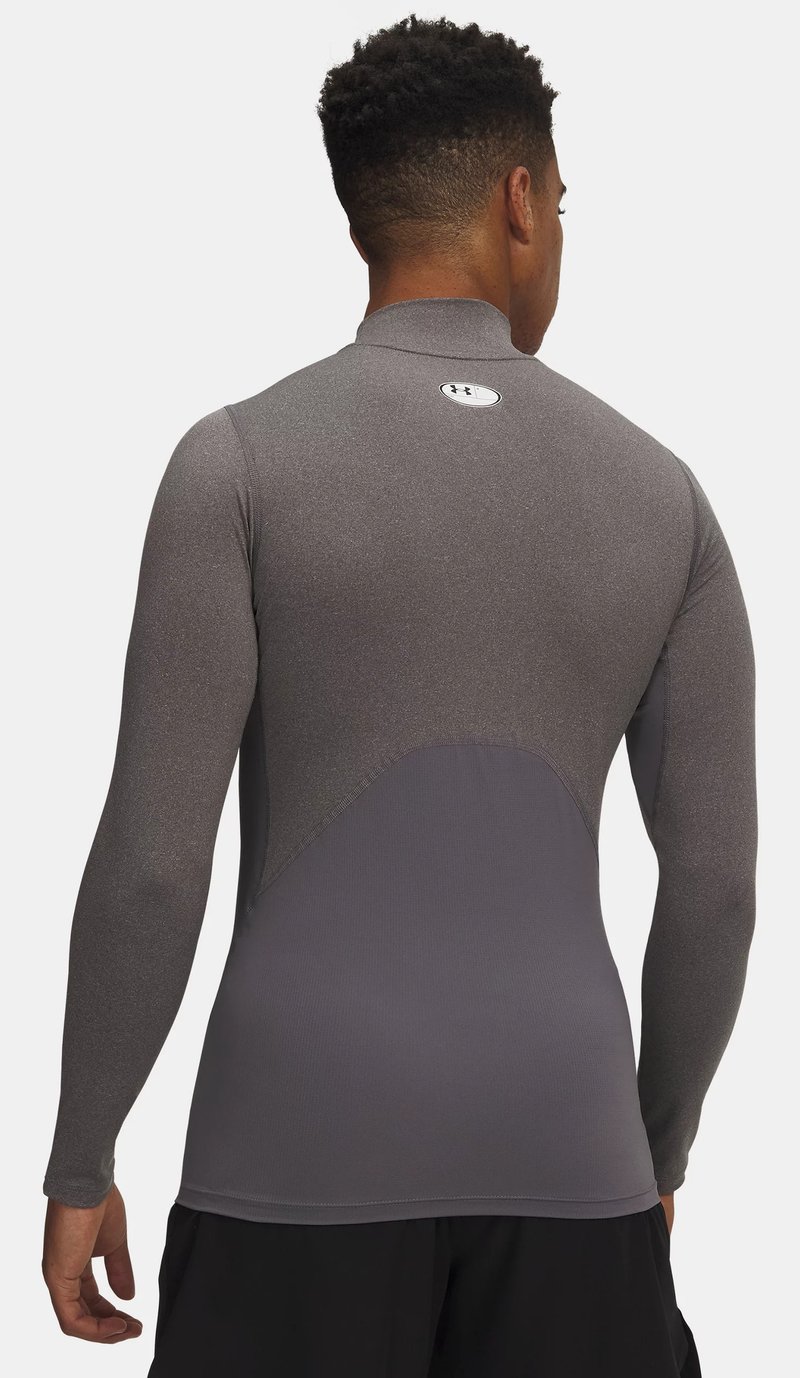 Under Armour HeatGear Comp Mock camiseta de compresión de manga larga de hombre, carbon heather/negro