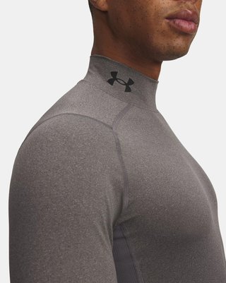 Under Armour HeatGear Comp Mock camiseta de compresión de manga larga de hombre, carbon heather/negro