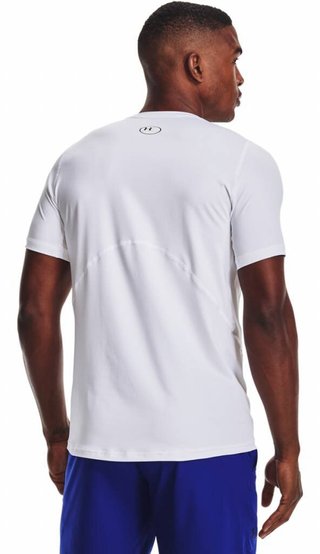 Under Armour HG Fitted SS camiseta de hombre, blanco/negro