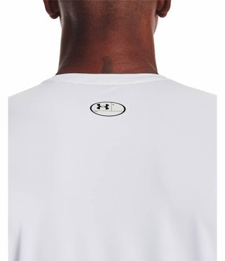 Under Armour HG Fitted SS camiseta de hombre, blanco/negro