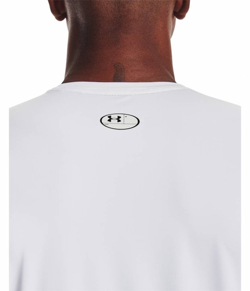 Under Armour HG Fitted SS camiseta de hombre, blanco/negro