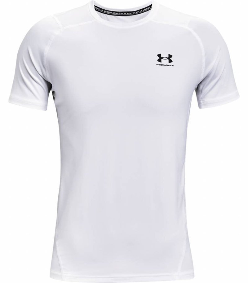 Under Armour HG Fitted SS camiseta de hombre, blanco/negro