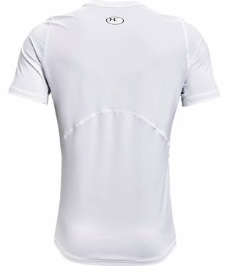 Under Armour HG Fitted SS camiseta de hombre, blanco/negro