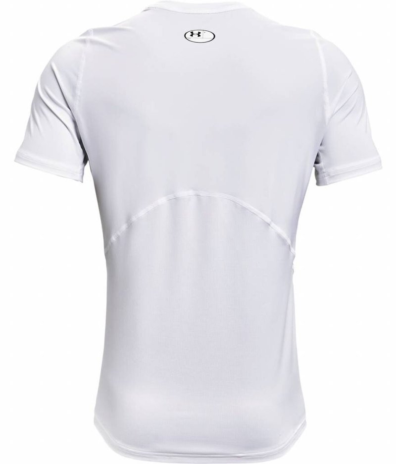 Under Armour HG Fitted SS camiseta de hombre, blanco/negro