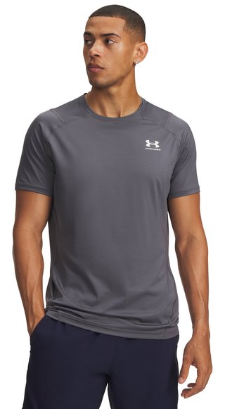 Under Armour HeatGear Fitted S camiseta de hombre, castlerock/blanco
