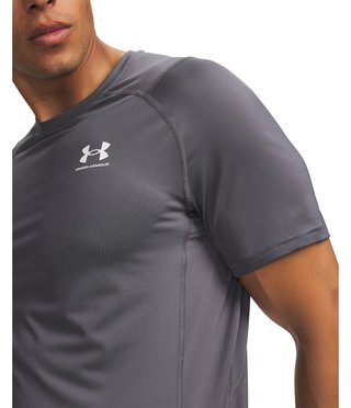 Under Armour HeatGear Fitted S camiseta de hombre, castlerock/blanco