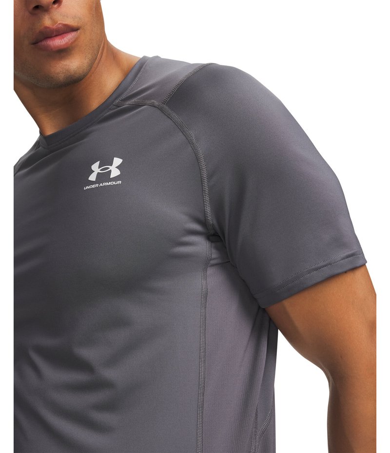 Under Armour HeatGear Fitted S camiseta de hombre, castlerock/blanco