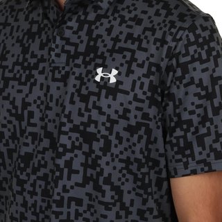 Under Armour T2G Printed polo de hombre, negro/castlerock