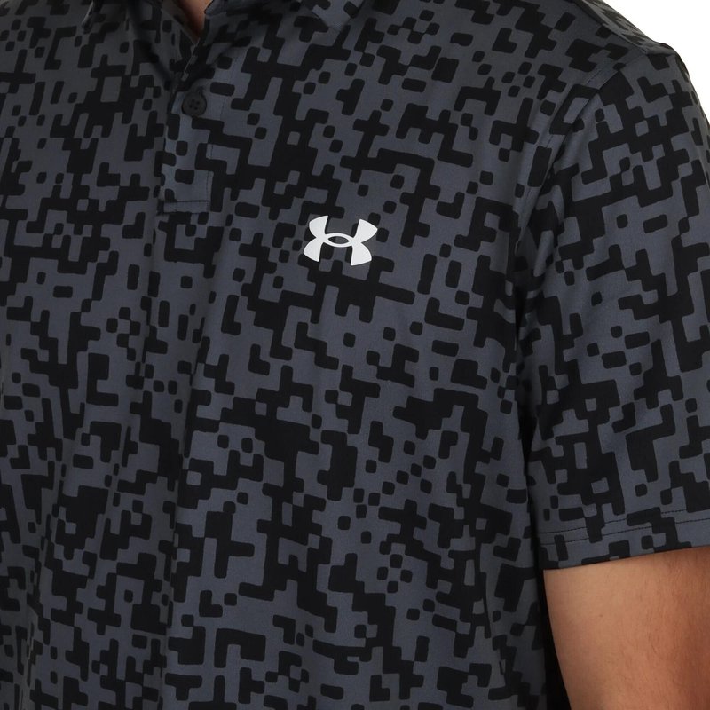 Under Armour T2G Printed polo de hombre, negro/castlerock