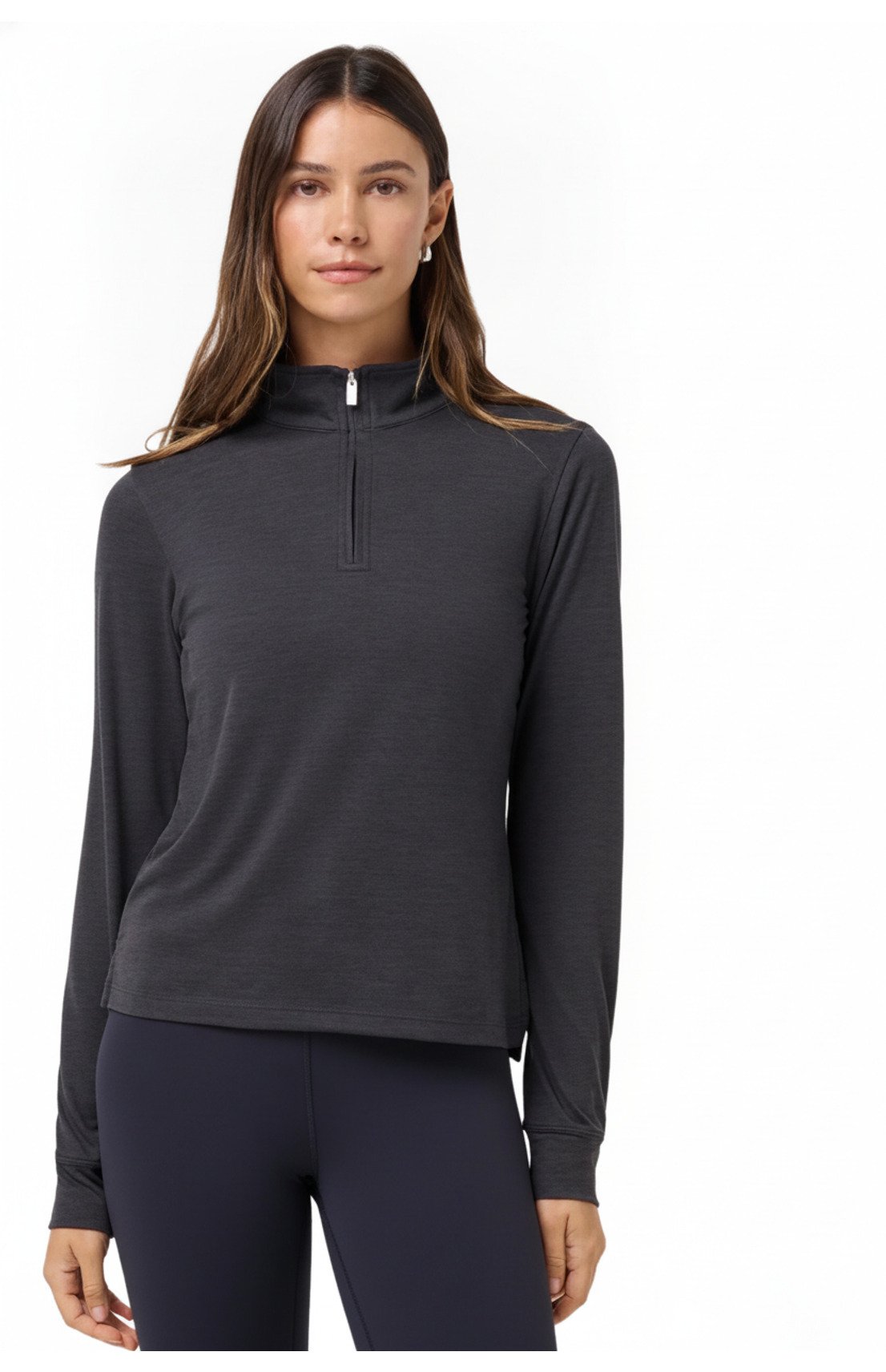 Travis Mathew Skyloft Light Zip longsleeve polo de mujer, heather black