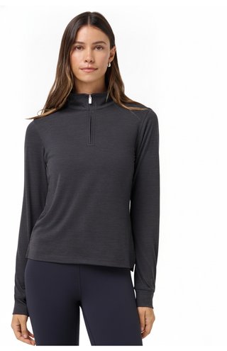 Travis Mathew Skyloft Light Zip longsleeve polo de mujer, heather black
