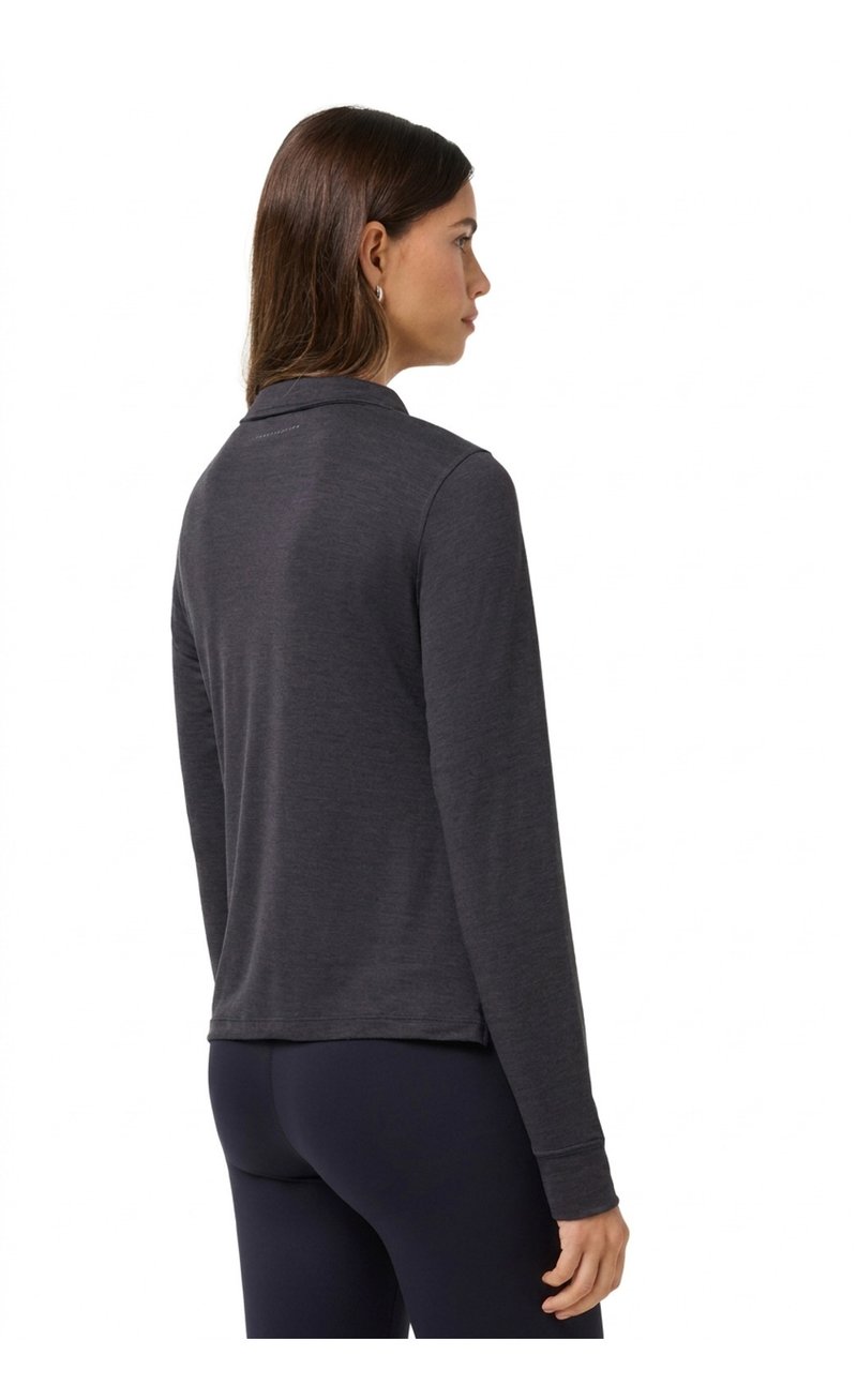 Travis Mathew Skyloft Light Zip longsleeve polo de mujer, heather black