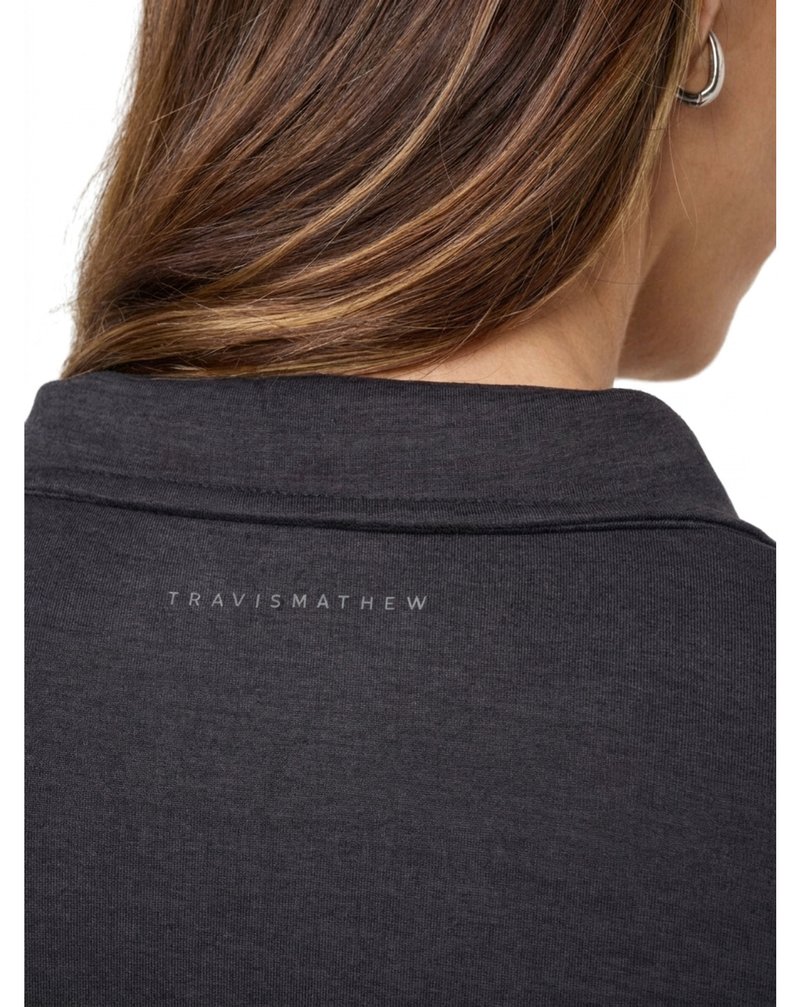 Travis Mathew Skyloft Light Zip longsleeve polo de mujer, heather black