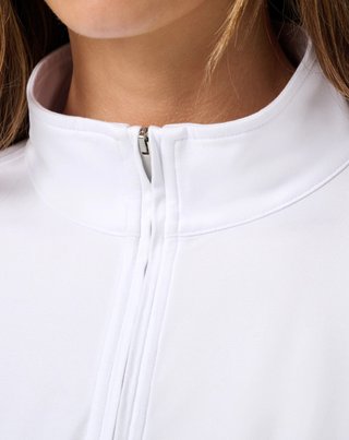 Travis Mathew Skyloft Light Zip longsleeve polo de mujer, blanco