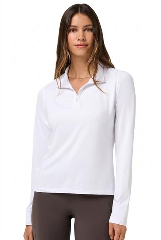 Travis Mathew Skyloft Light Zip longsleeve polo de mujer, blanco