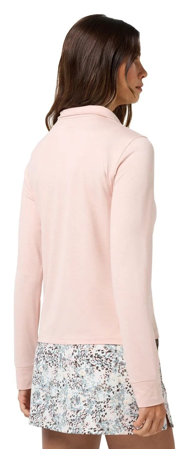 Travis Mathew Skyloft Light Zip longsleeve polo de mujer, heather blush pink