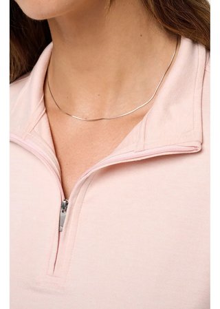 Travis Mathew Skyloft Light Zip longsleeve polo de mujer, heather blush pink