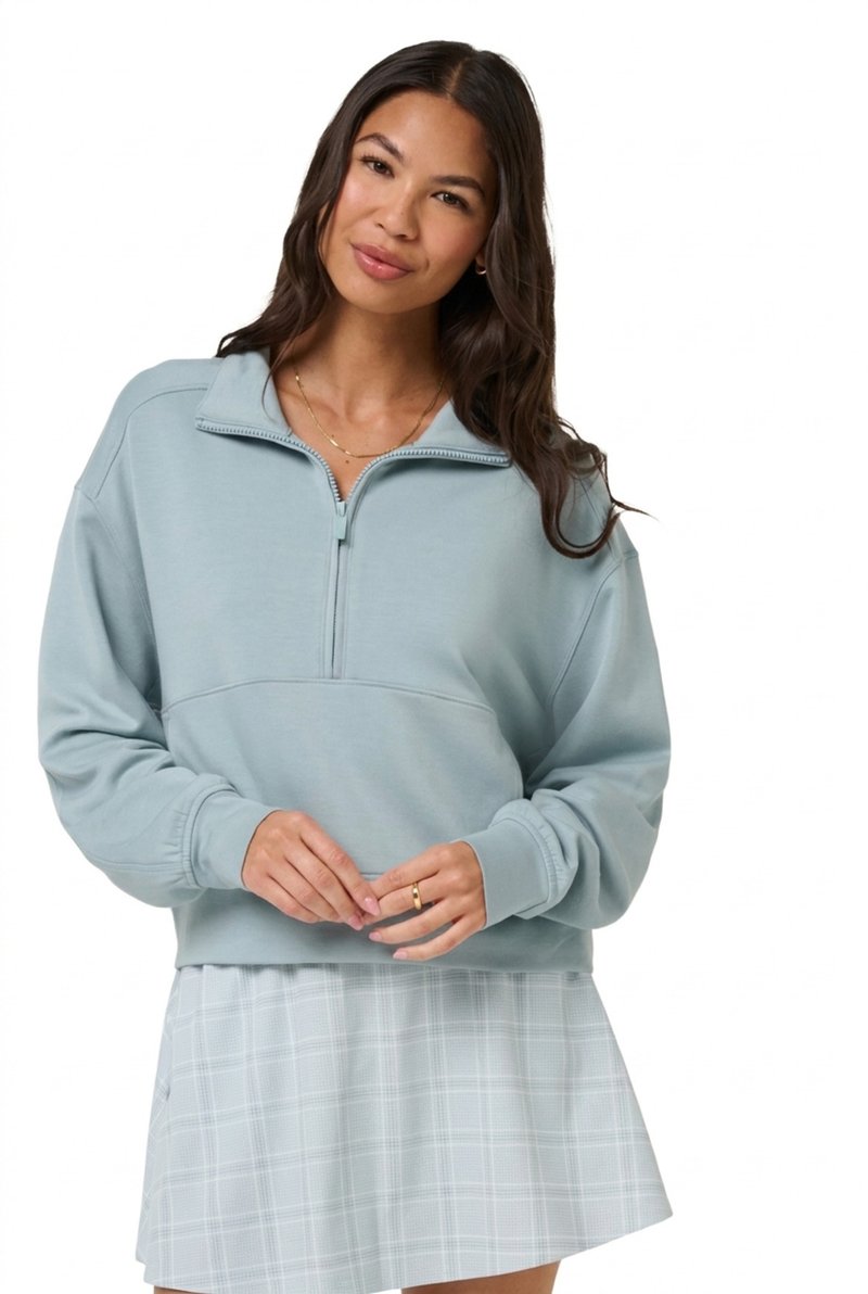 Travis Mathew Skyloft Soft Half Zip Pullover sudadera de mujer, slate