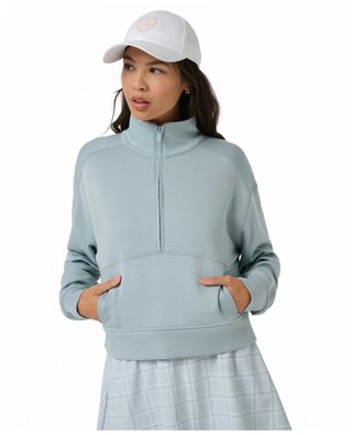 Travis Mathew Skyloft Soft Half Zip Pullover sudadera de mujer, slate