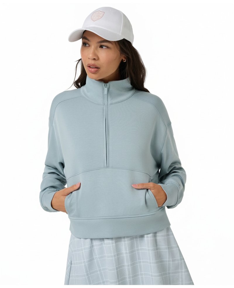 Travis Mathew Skyloft Soft Half Zip Pullover sudadera de mujer, slate