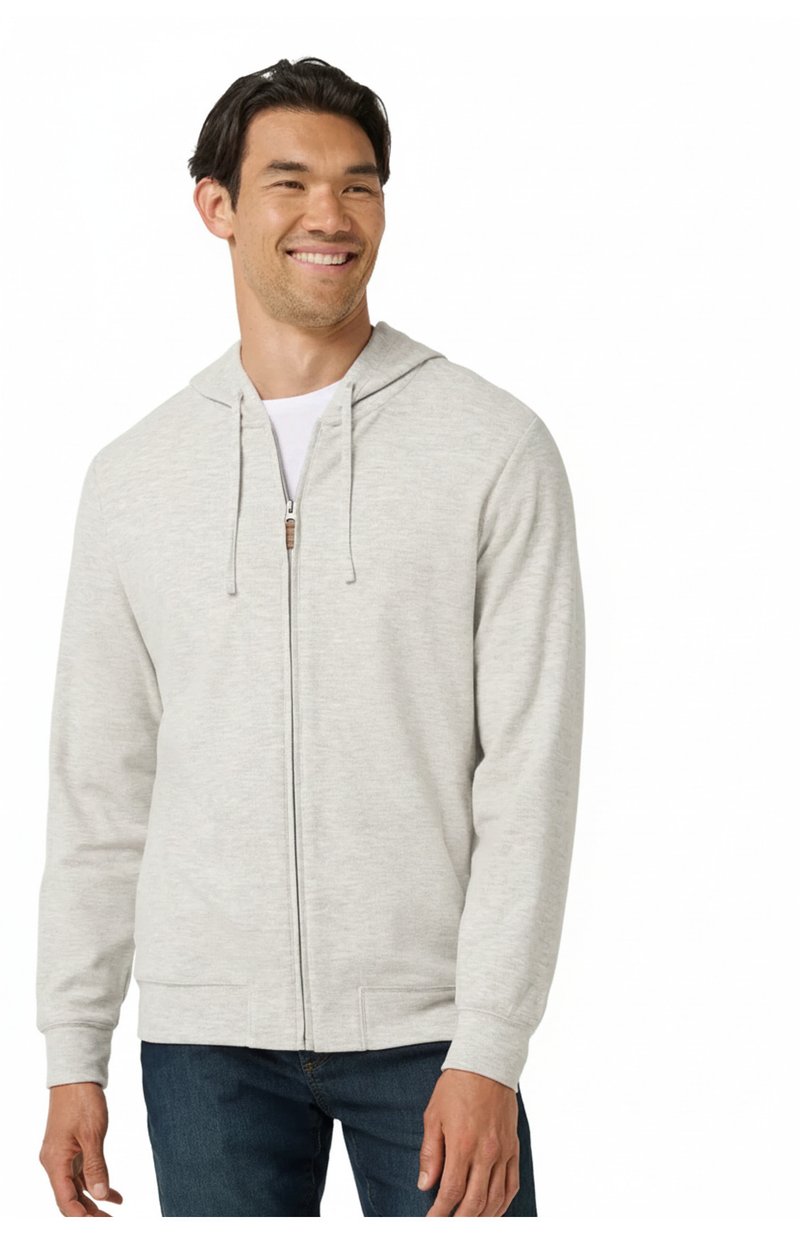 Travis Mathew Cloud Sweater Full Zip sudadera con capucha de hombre, heather grey