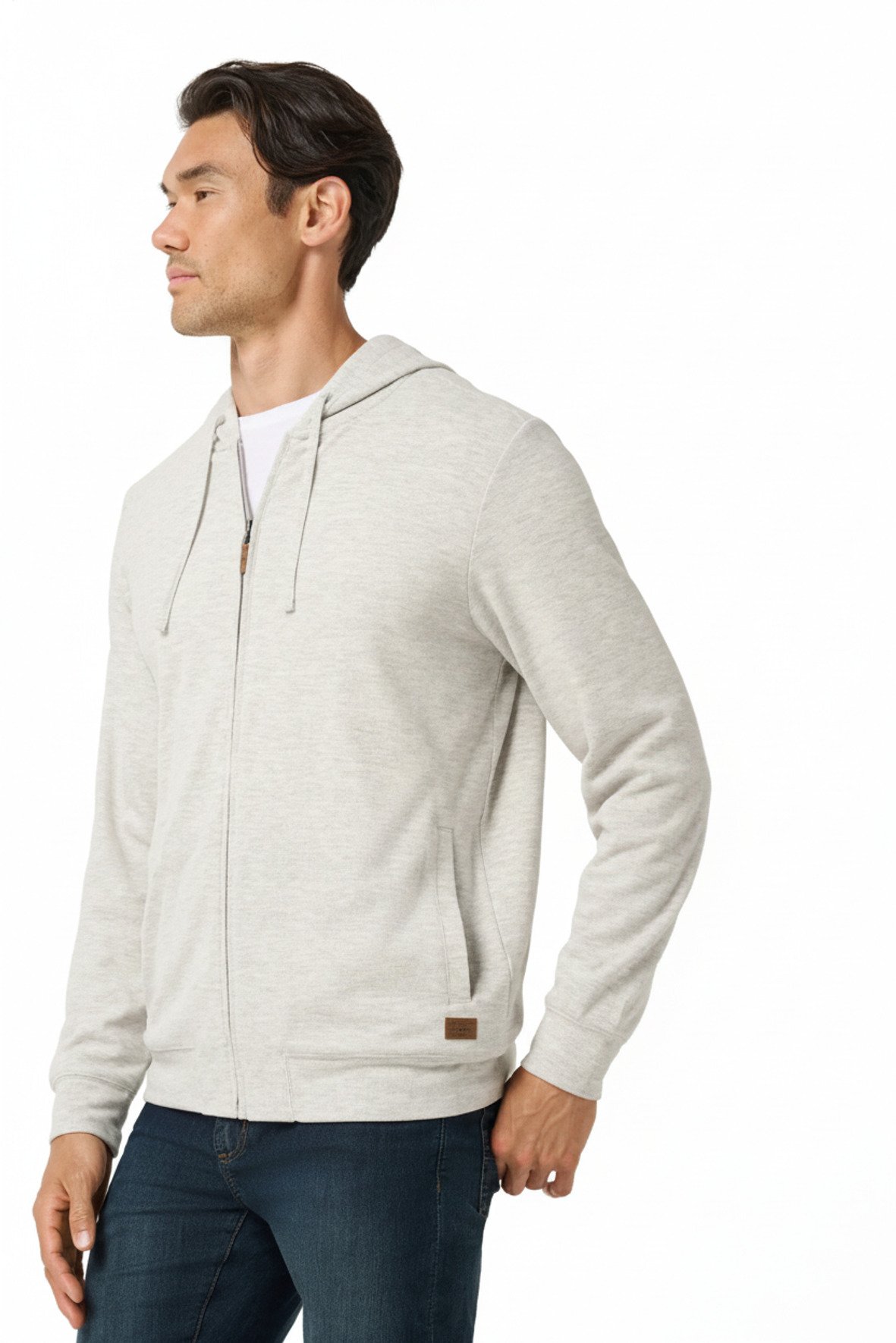 Travis Mathew Cloud Sweater Full Zip sudadera con capucha de hombre, heather grey