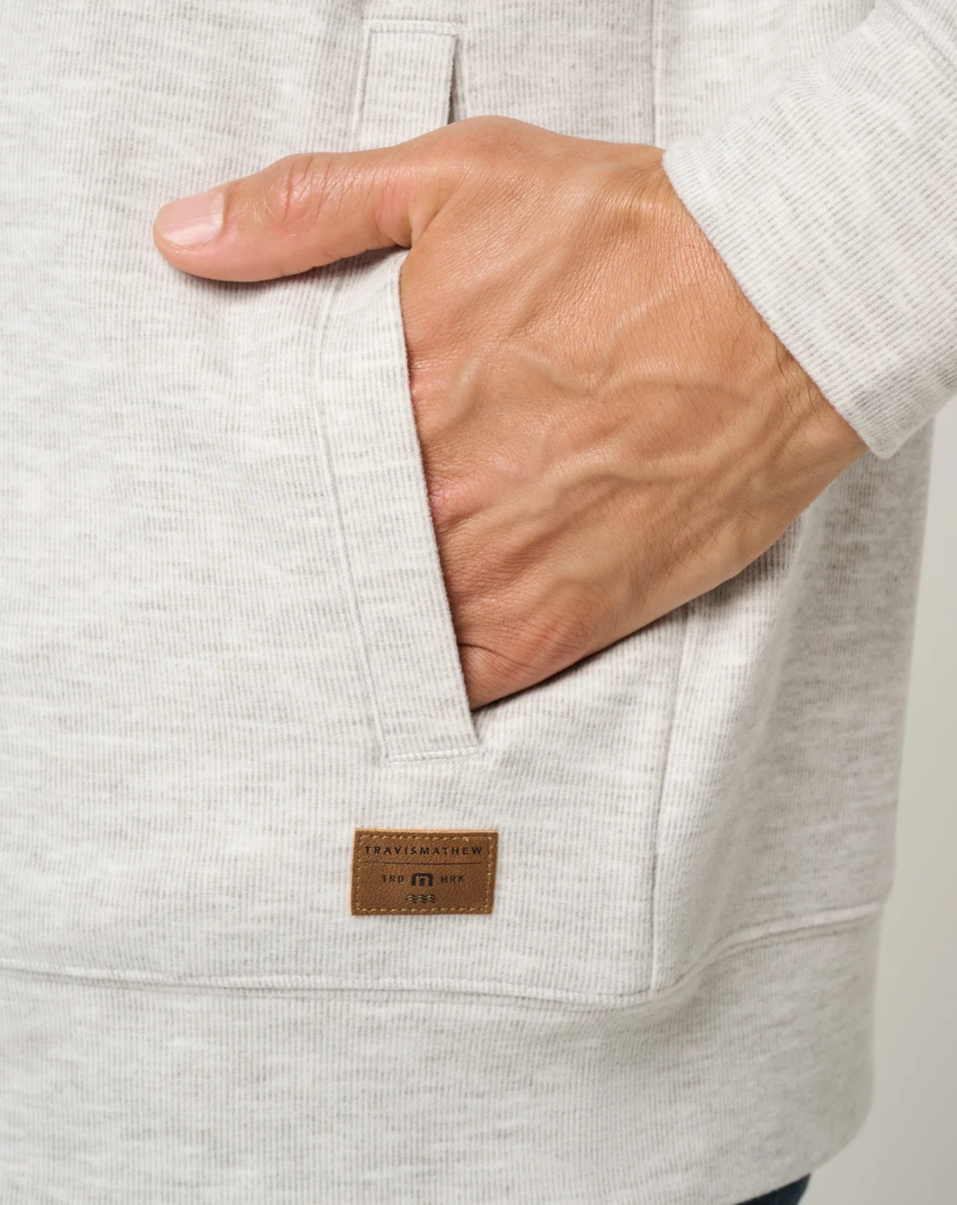 Travis Mathew Cloud Sweater Full Zip sudadera con capucha de hombre, heather grey