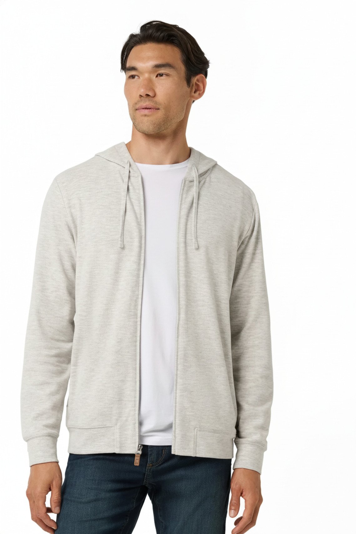 Travis Mathew Cloud Sweater Full Zip sudadera con capucha de hombre, heather grey
