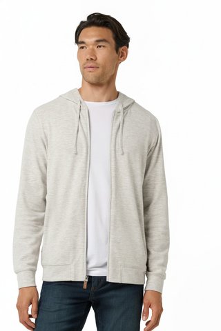Travis Mathew Cloud Sweater Full Zip sudadera con capucha de hombre, heather grey